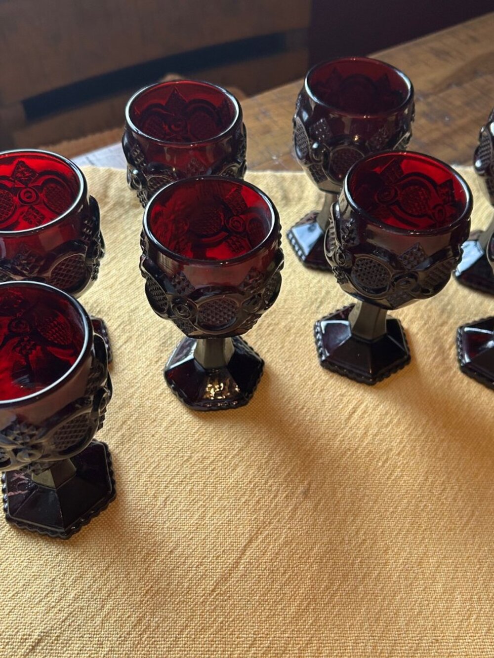 Vintage Avon 1876 Cape Cod Ruby Red Wine Goblet  set of 8   mini   holds  6oz - Picture 7 of 8